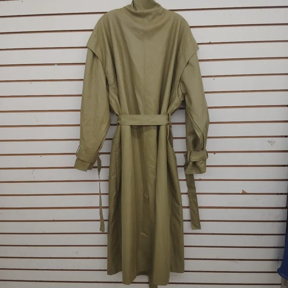 Pretty Little Thing Olive Green Women's Trench Coat Size 18 - Picture 6 of 7